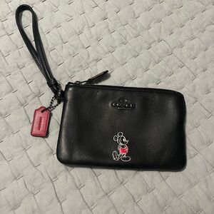 Coach Black Wristlet with Mickey Mouse